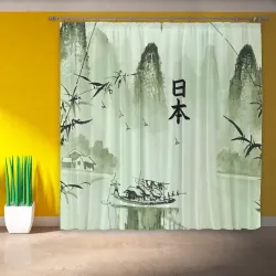 Фотошторы Japan - mountain lake - hieroglyphs - фото 2