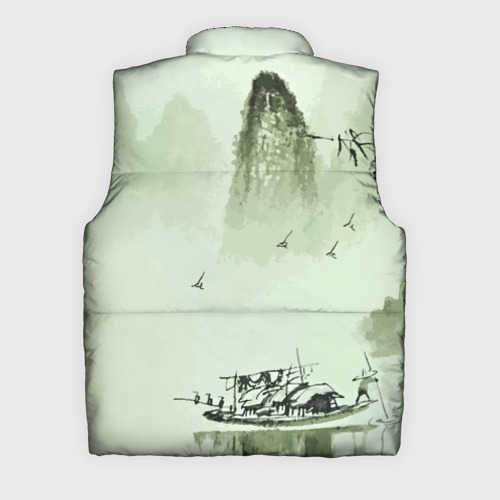 Мужской жилет утепленный 3D Japan - mountain lake - hieroglyphs, цвет черный - фото 2