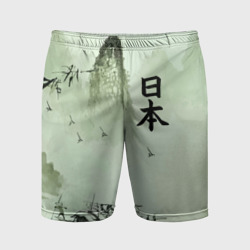 Мужские шорты спортивные Japan - mountain lake - hieroglyphs