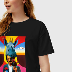 Женская футболка хлопок Oversize Rhino and Dali - neural network - surrealism - фото 2