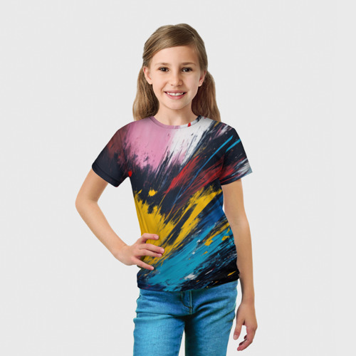 Детская футболка 3D Разлив акварели, цвет 3D печать - фото 5