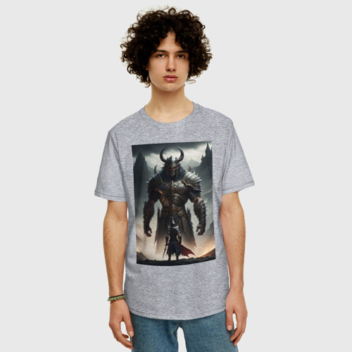 Мужская футболка хлопок Oversize с принтом King of demon, фото на моделе #1