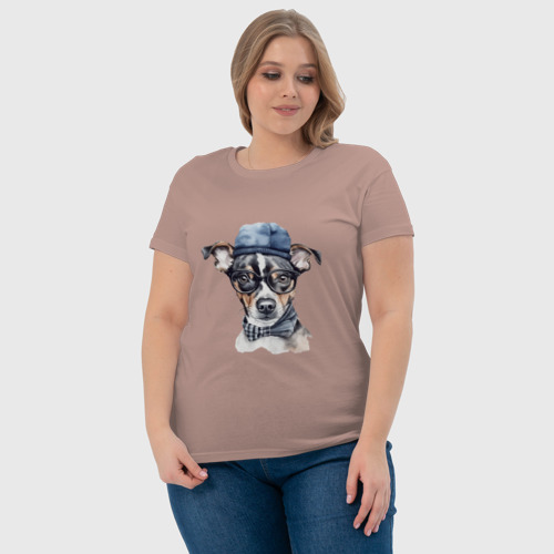 Женская футболка хлопок с принтом Пинчер рисунок, фото #4