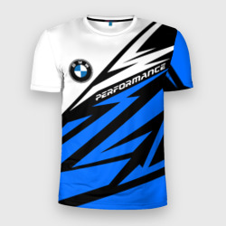 Мужская футболка 3D Slim BMW - перфоманс синий
