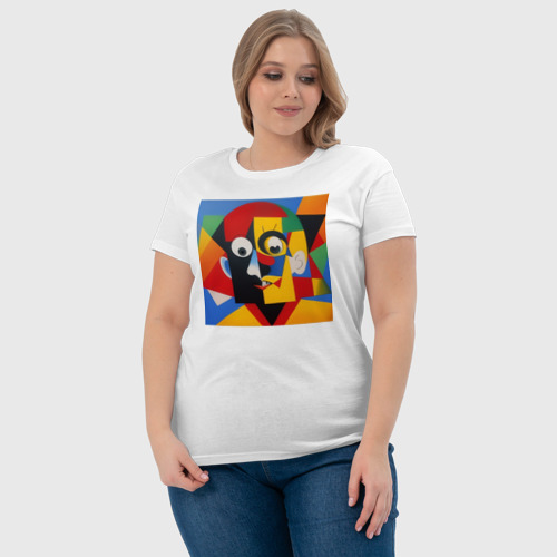 Женская футболка хлопок Пикассо арт, цвет белый - фото 6