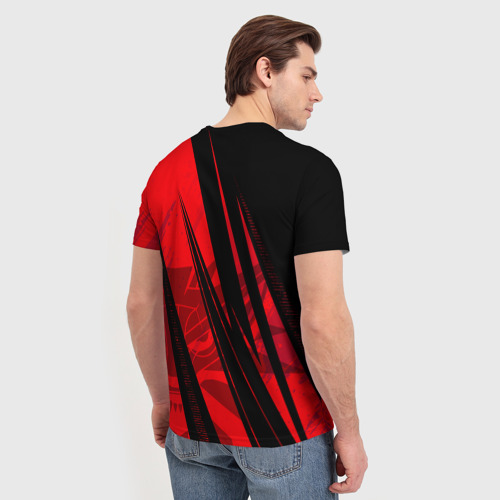 Мужская футболка 3D с принтом Кибер - ведьмак, вид сзади #2