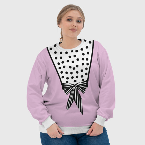 Женский свитшот 3D Костюм Барби: черный горох с полосатым бантом, цвет 3D печать - фото 6
