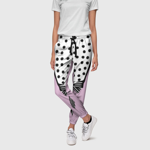 Женские брюки 3D Костюм Барби: черный горох с полосатым бантом, цвет 3D печать - фото 3