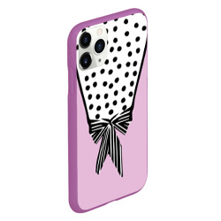 Чехол для iPhone 11 Pro матовый Костюм Барби: черный горох с полосатым бантом - фото 2