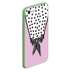 Чехол для iPhone 5/5S матовый Костюм Барби: черный горох с полосатым бантом - фото 2