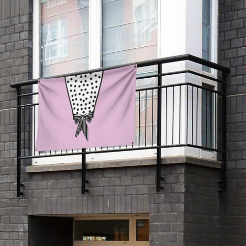 Флаг-баннер Костюм Барби: черный горох с полосатым бантом - фото 3