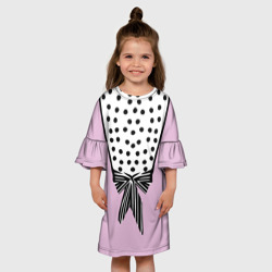 Детское платье 3D Костюм Барби: черный горох с полосатым бантом - фото 2