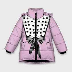 Зимняя куртка для девочек 3D Костюм Барби: черный горох с полосатым бантом