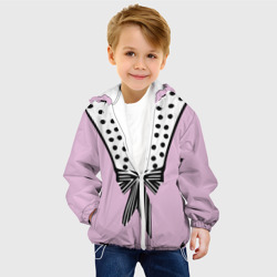 Детская куртка 3D Костюм Барби: черный горох с полосатым бантом - фото 2
