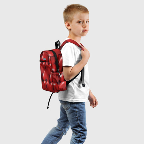 Детский рюкзак 3D с принтом Red hearts, вид сзади #1
