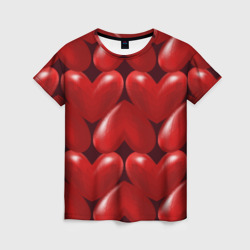 Женская футболка 3D Red hearts