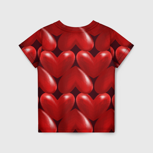 Детская футболка 3D Red hearts, цвет 3D печать - фото 2