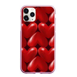 Чехол для iPhone 11 Pro Max матовый Red hearts