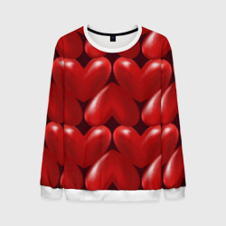 Мужской свитшот 3D Red hearts