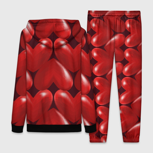 Женский костюм 3D с принтом Red hearts, вид сзади #1