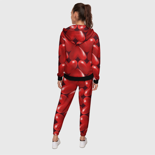 Женский костюм 3D с принтом Red hearts, вид сзади #2