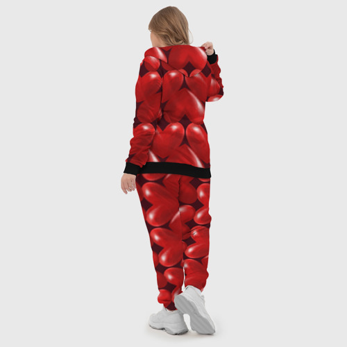 Женский костюм 3D с принтом Red hearts, вид сзади #2