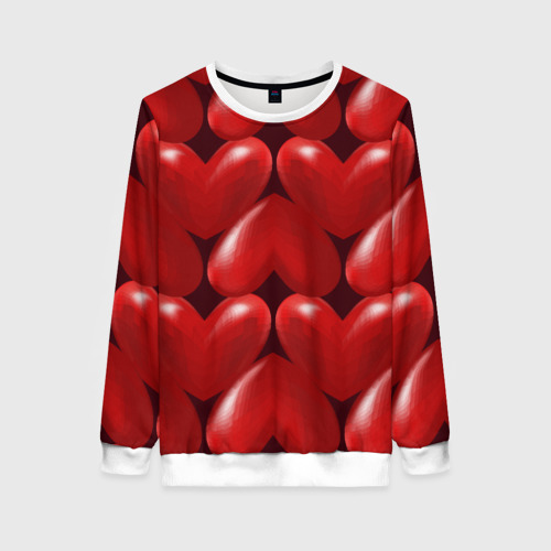 Женский свитшот 3D Red hearts, цвет 3D печать