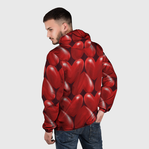 Мужская ветровка 3D Red hearts, цвет белый - фото 4