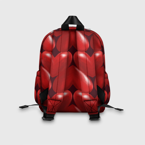 Детский рюкзак 3D с принтом Red hearts, вид сзади #2
