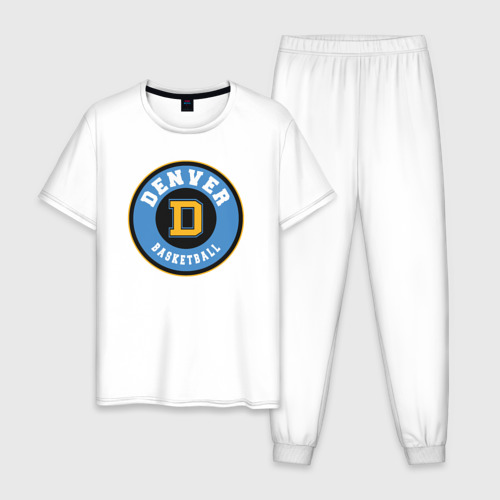 Мужская пижама хлопок с принтом Denver basketball, вид спереди #2