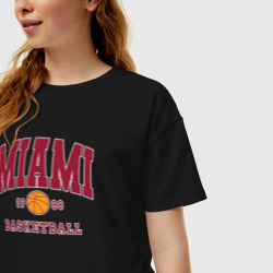 Женская футболка хлопок Oversize Miami basketball - фото 2