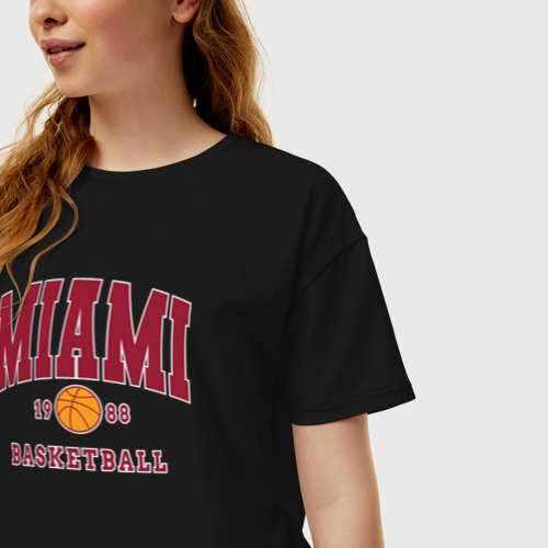 Женская футболка хлопок Oversize Miami basketball, цвет черный - фото 3