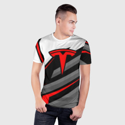 Мужская футболка 3D Slim Tesla - красная линия - фото 2