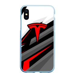 Чехол для iPhone XS Max матовый Tesla - красная линия