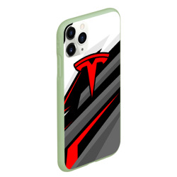 Чехол для iPhone 11 Pro Max матовый Tesla - красная линия - фото 2
