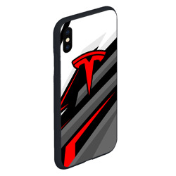 Чехол для iPhone XS Max матовый Tesla - красная линия - фото 2