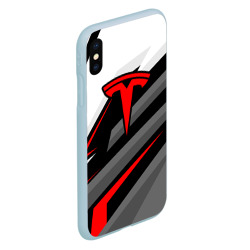 Чехол для iPhone XS Max матовый Tesla - красная линия - фото 2