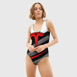 Женский купальник 3D Tesla - красная линия