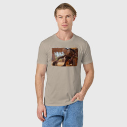 Мужская футболка хлопок Ассасин гладит кота - фото 2