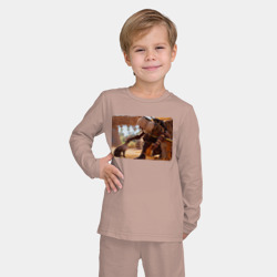 Детская пижама с лонгсливом хлопок Ассасин гладит кота - фото 2