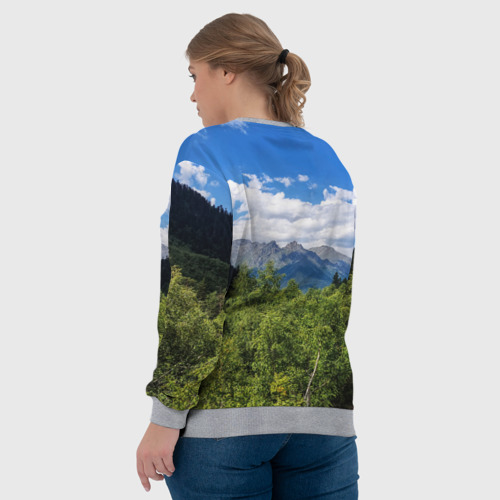 Женский свитшот 3D с принтом Фото гор, вид сзади #2