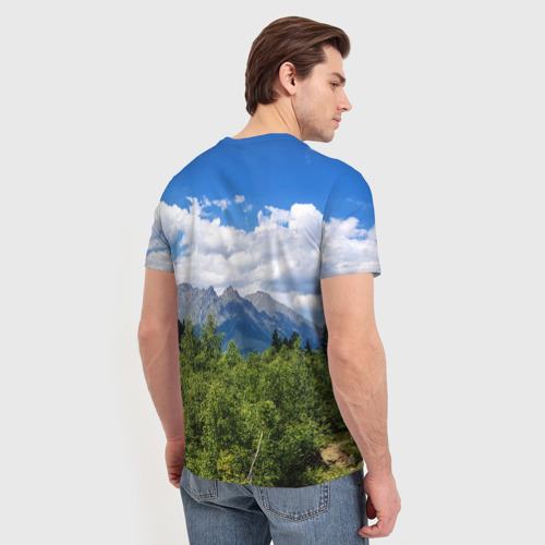 Мужская футболка 3D с принтом Фото гор, вид сзади #2