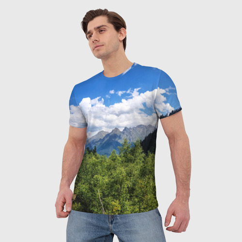 Мужская футболка 3D с принтом Фото гор, фото на моделе #1