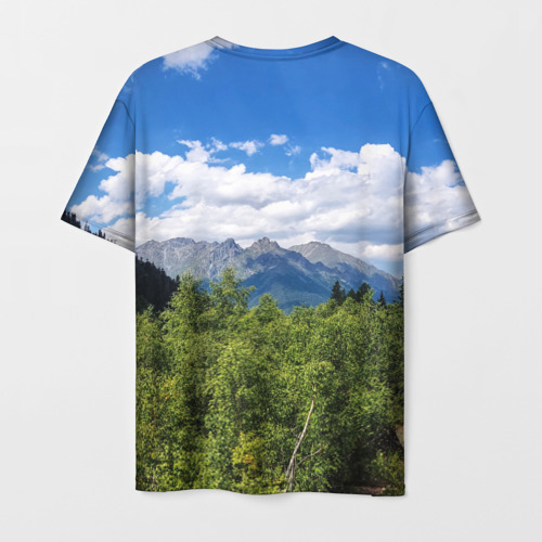 Мужская футболка 3D с принтом Фото гор, вид сзади #1