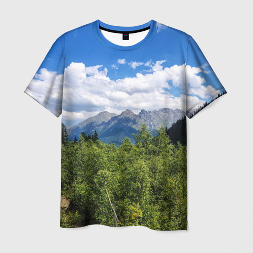 Мужская футболка 3D с принтом Фото гор, вид спереди #2