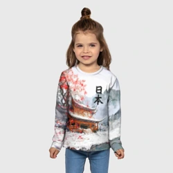 Детский лонгслив 3D Япония - весна в горах - фото 2