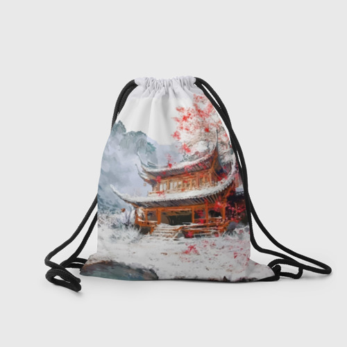 Рюкзак-мешок 3D Япония - весна в горах - фото 2