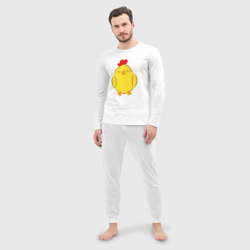 Мужская пижама с лонгсливом хлопок Курочка жёлтая - фото 2