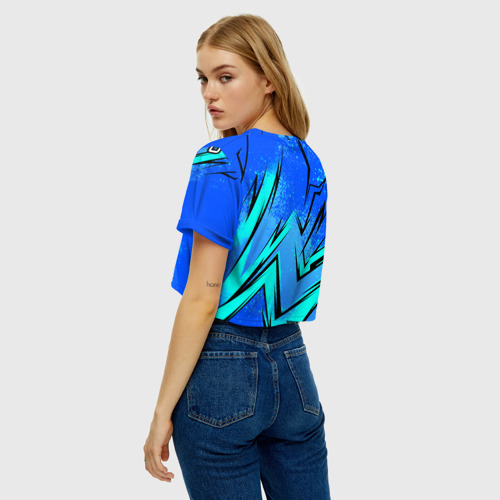 Женская футболка Crop-top 3D Кс го - синие буйство красок, цвет 3D печать - фото 5
