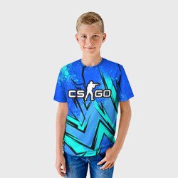 Детская футболка 3D Кс го - синие буйство красок - фото 2